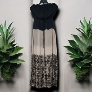 Maurices Black and Tan Strapless Maxi Dress